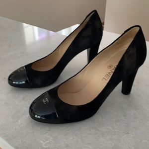 Chanel black block heels size 38.5